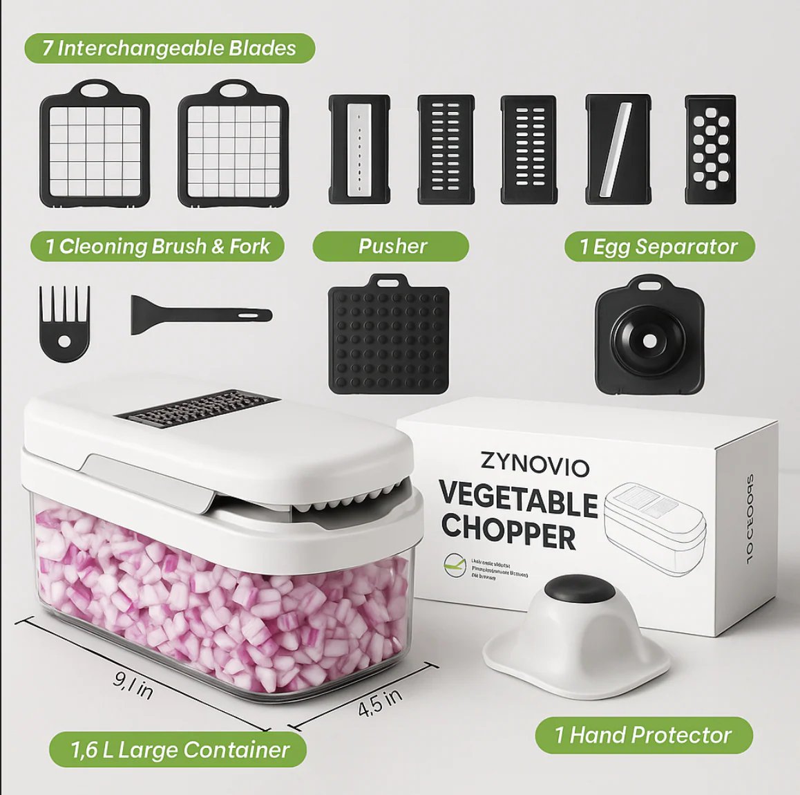 🎁Free Shipping！🔥🥗 15-in-1 Vegetable Chopper- Multifunctional Food Chopper,Professional Onion Chopper with 8 Blades✨