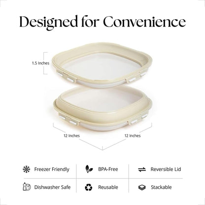 Reversible Stretch Lid Food Containers | BPA-Free, Freezer & Dishwasher Safe